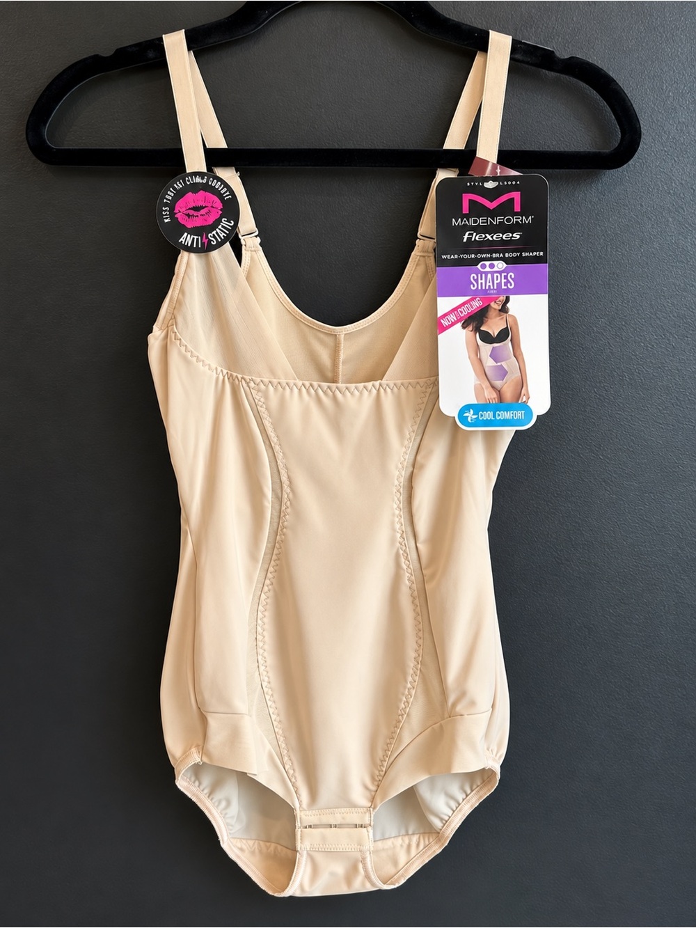 NWT Maidenform Flexees Firm Control Shapewear Bodysuit S Nude